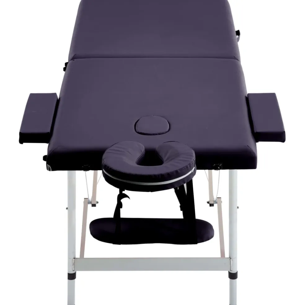 vidaXL Massagetafel inklapbaar 2 zones aluminum paars