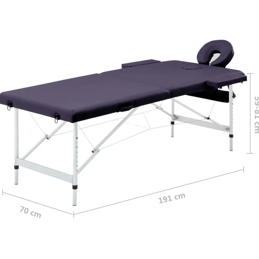 vidaXL Massagetafel inklapbaar 2 zones aluminum paars