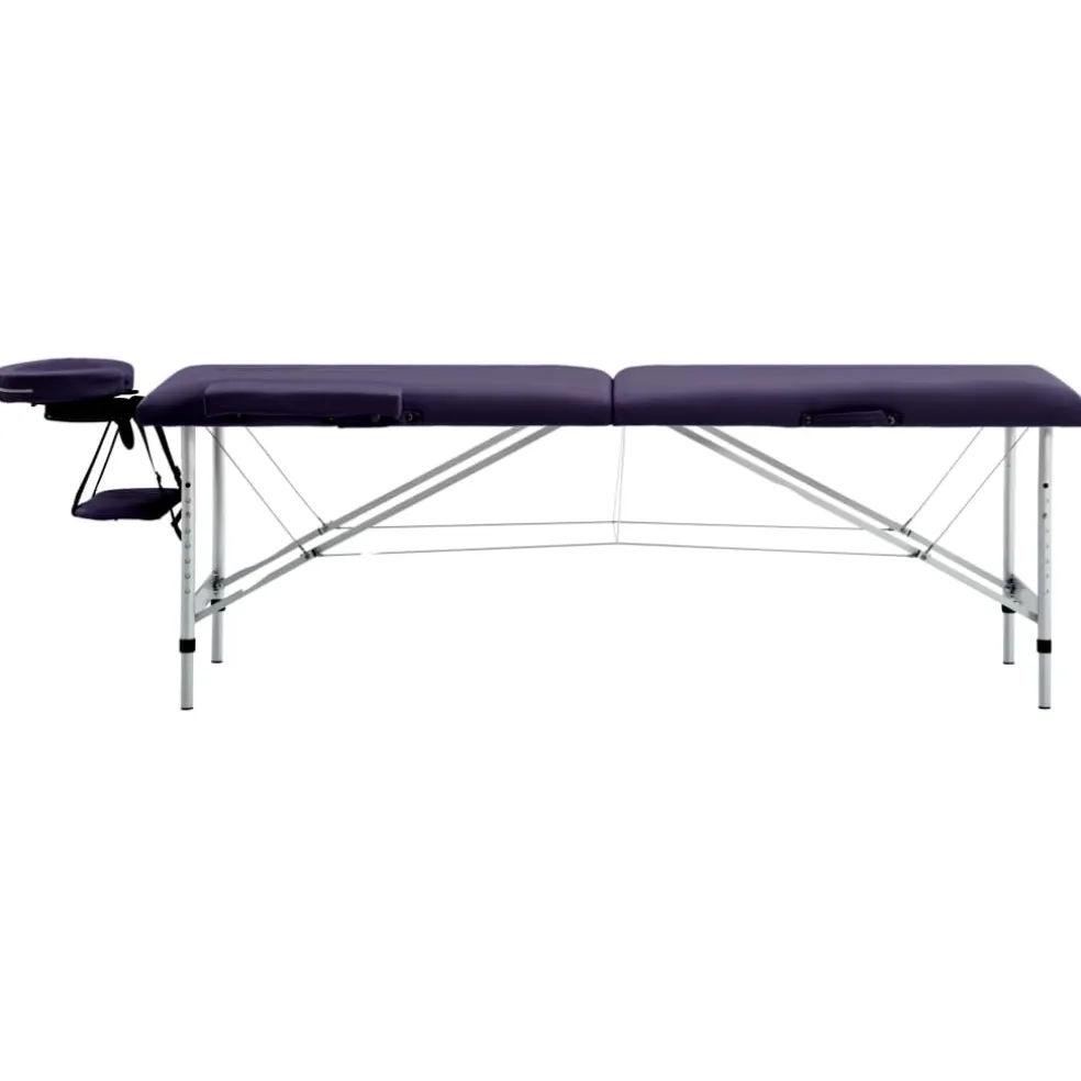 vidaXL Massagetafel inklapbaar 2 zones aluminum paars