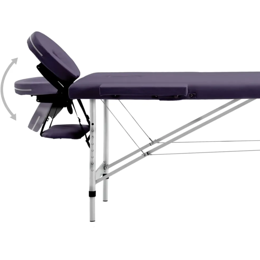 vidaXL Massagetafel inklapbaar 2 zones aluminum paars