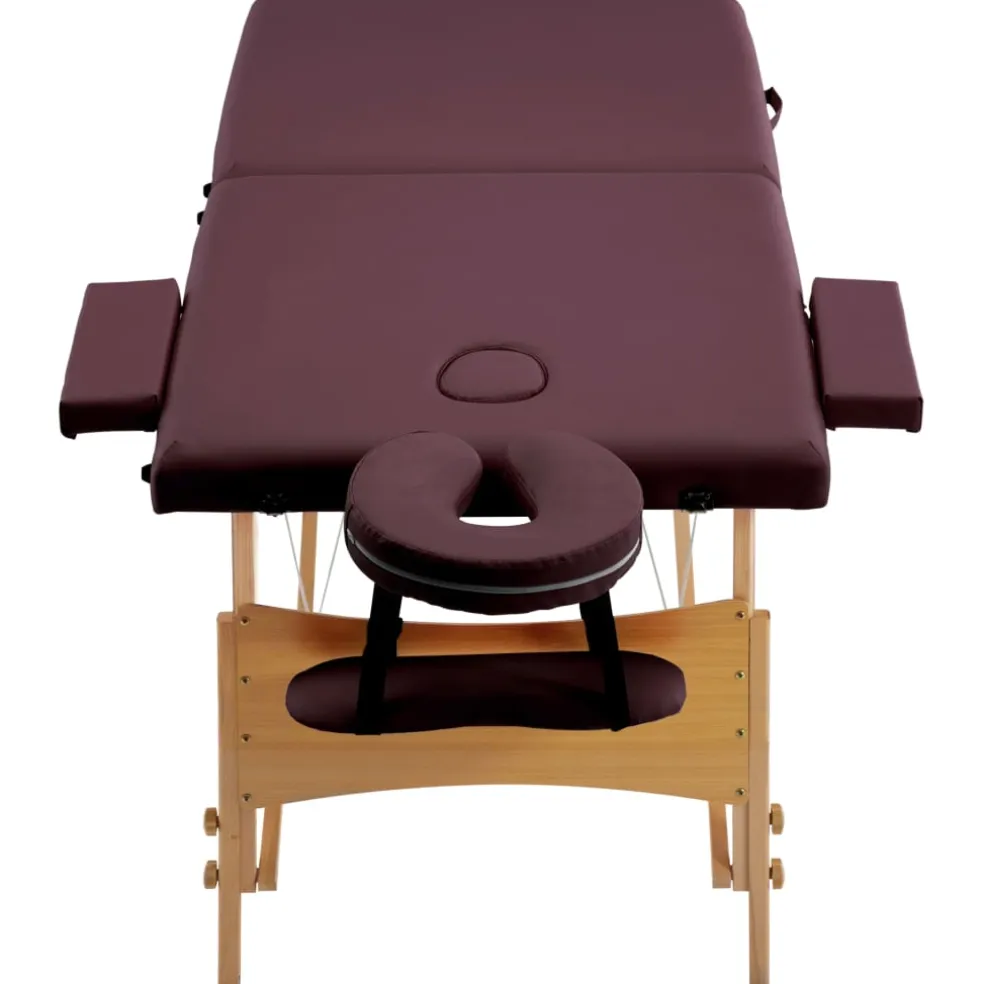 vidaXL Massagetafel inklapbaar 2 zones hout wijnpaars