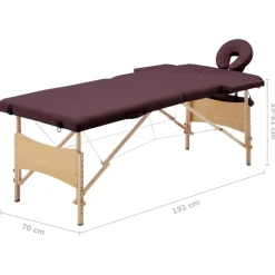 vidaXL Massagetafel inklapbaar 2 zones hout wijnpaars