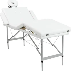 vidaXL Massagetafel inklapbaar met aluminium frame (vier delen / crèmewit)