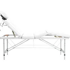 vidaXL Massagetafel inklapbaar met aluminium frame (vier delen / crèmewit)