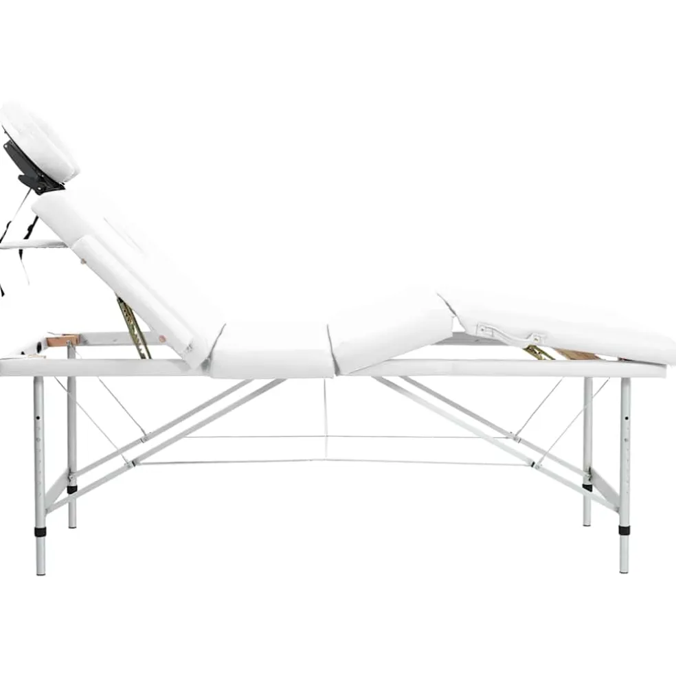 vidaXL Massagetafel inklapbaar met aluminium frame (vier delen / crèmewit)