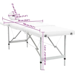 vidaXL Massagetafel inklapbaar met aluminium frame (vier delen / crèmewit)