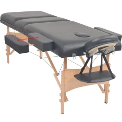 vidaXL Massagetafel inklapbaar 3 zones 10 cm dik zwart
