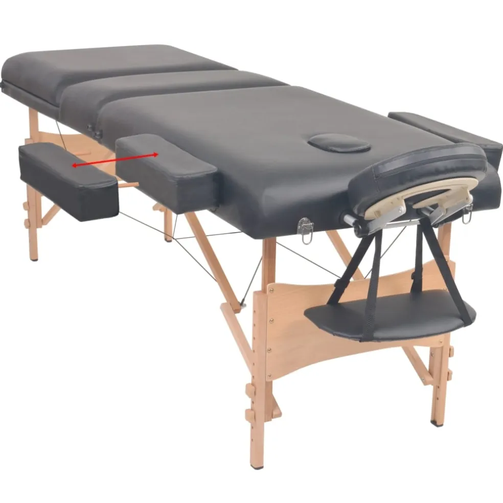 vidaXL Massagetafel inklapbaar 3 zones 10 cm dik zwart