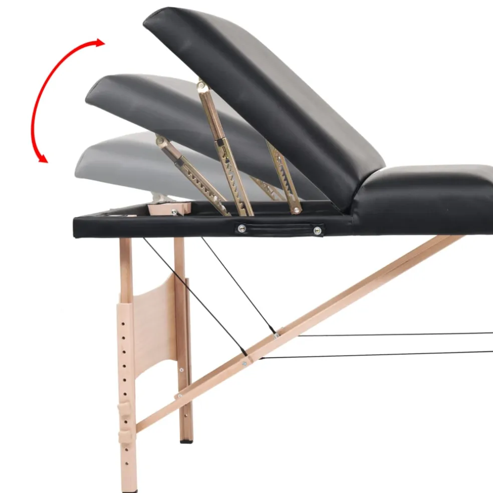 vidaXL Massagetafel inklapbaar 3 zones 10 cm dik zwart