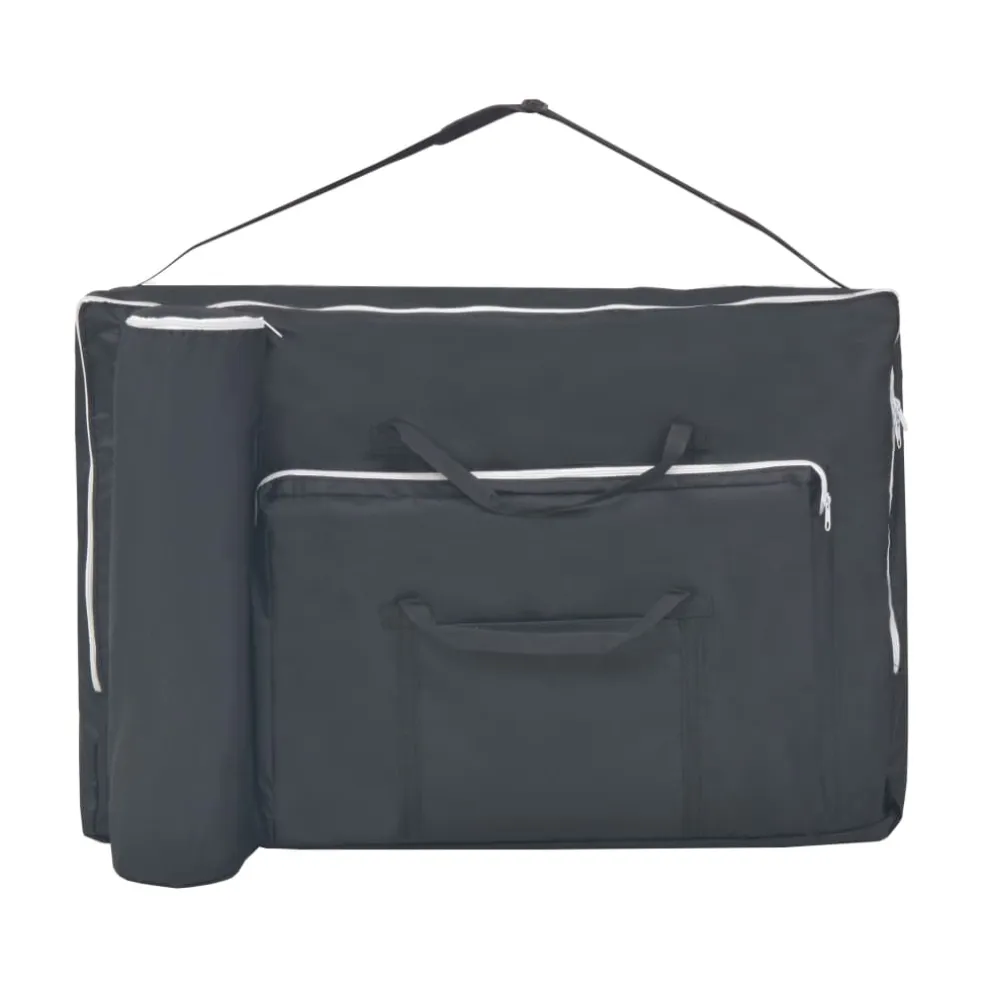 vidaXL Massagetafel inklapbaar 3 zones 10 cm dik zwart