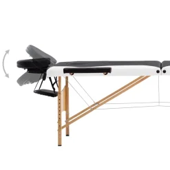 vidaXL Massagetafel inklapbaar 3 zones hout zwart en wit