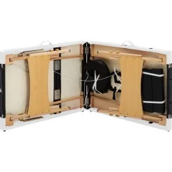 vidaXL Massagetafel inklapbaar 3 zones hout zwart en wit