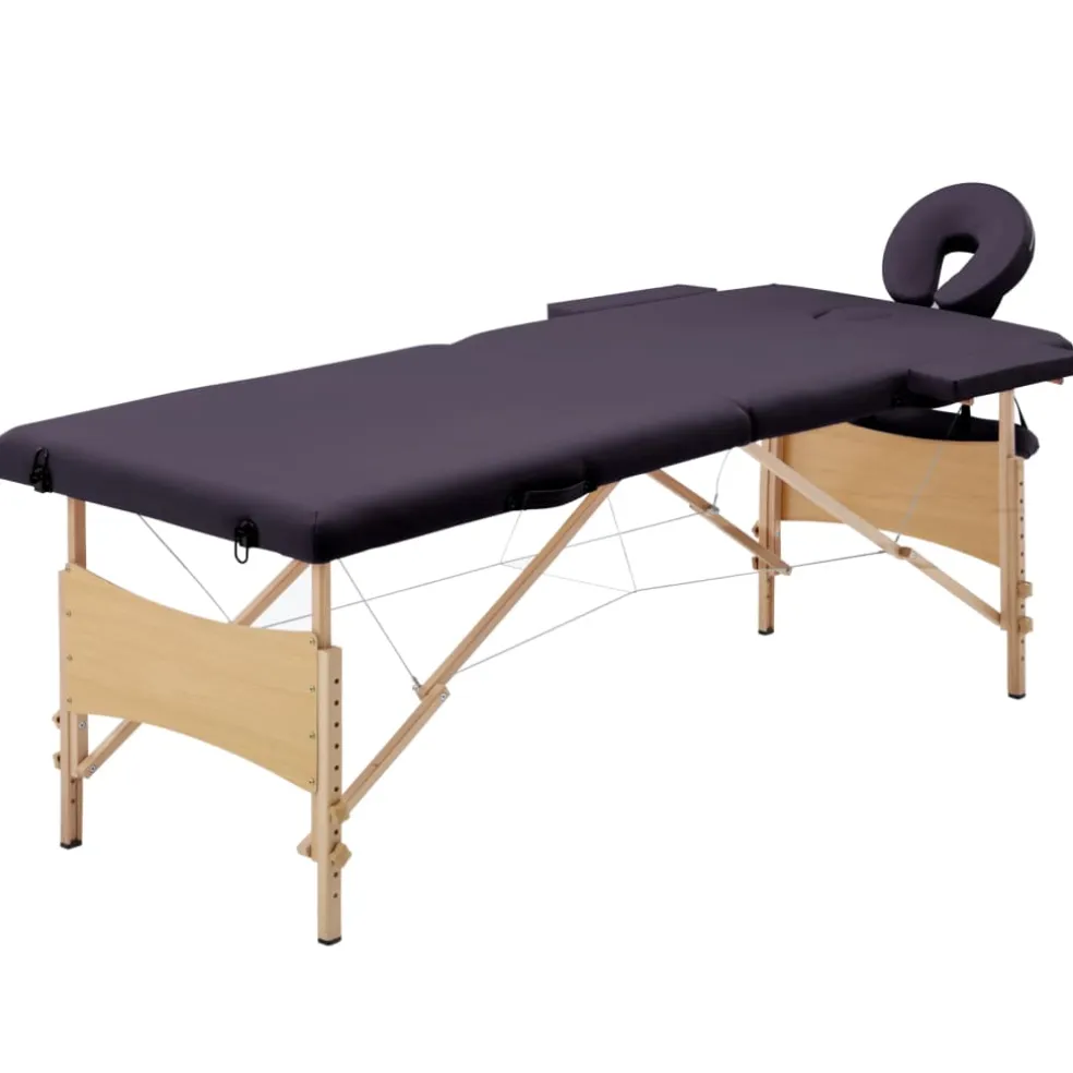 vidaXL Massagetafel inklapbaar 2 zones hout paars