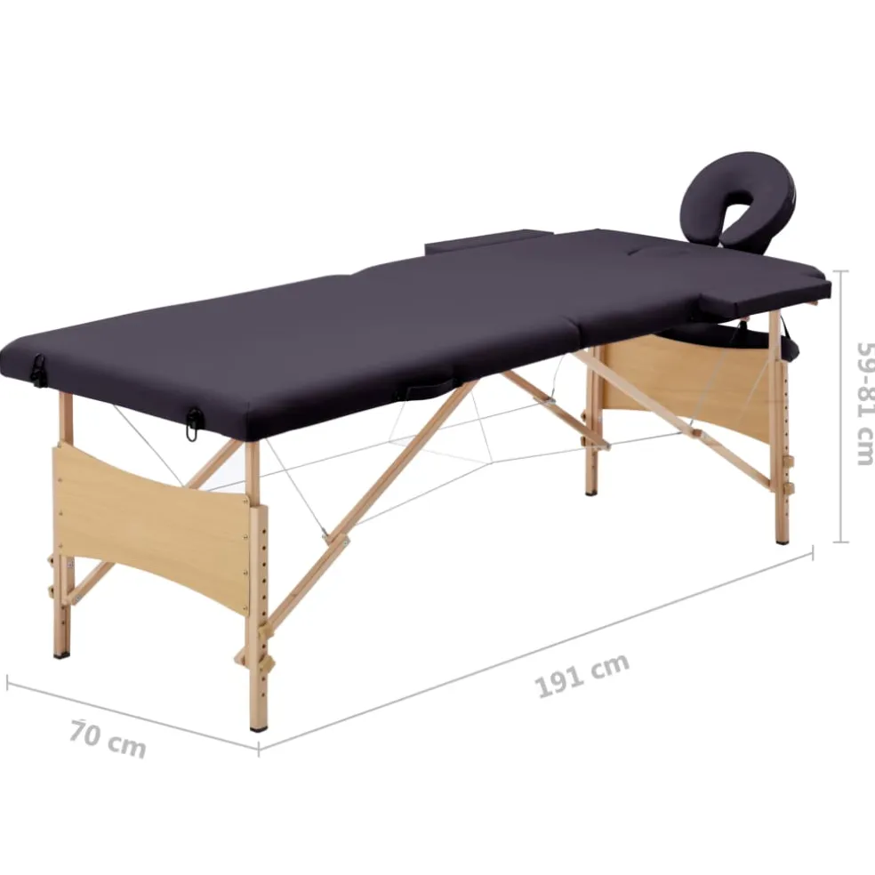 vidaXL Massagetafel inklapbaar 2 zones hout paars