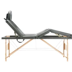 vidaXL Massagetafel met 4 zones 186x68 cm houten frame antraciet