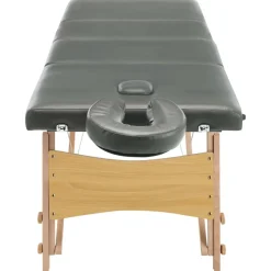 vidaXL Massagetafel met 4 zones 186x68 cm houten frame antraciet