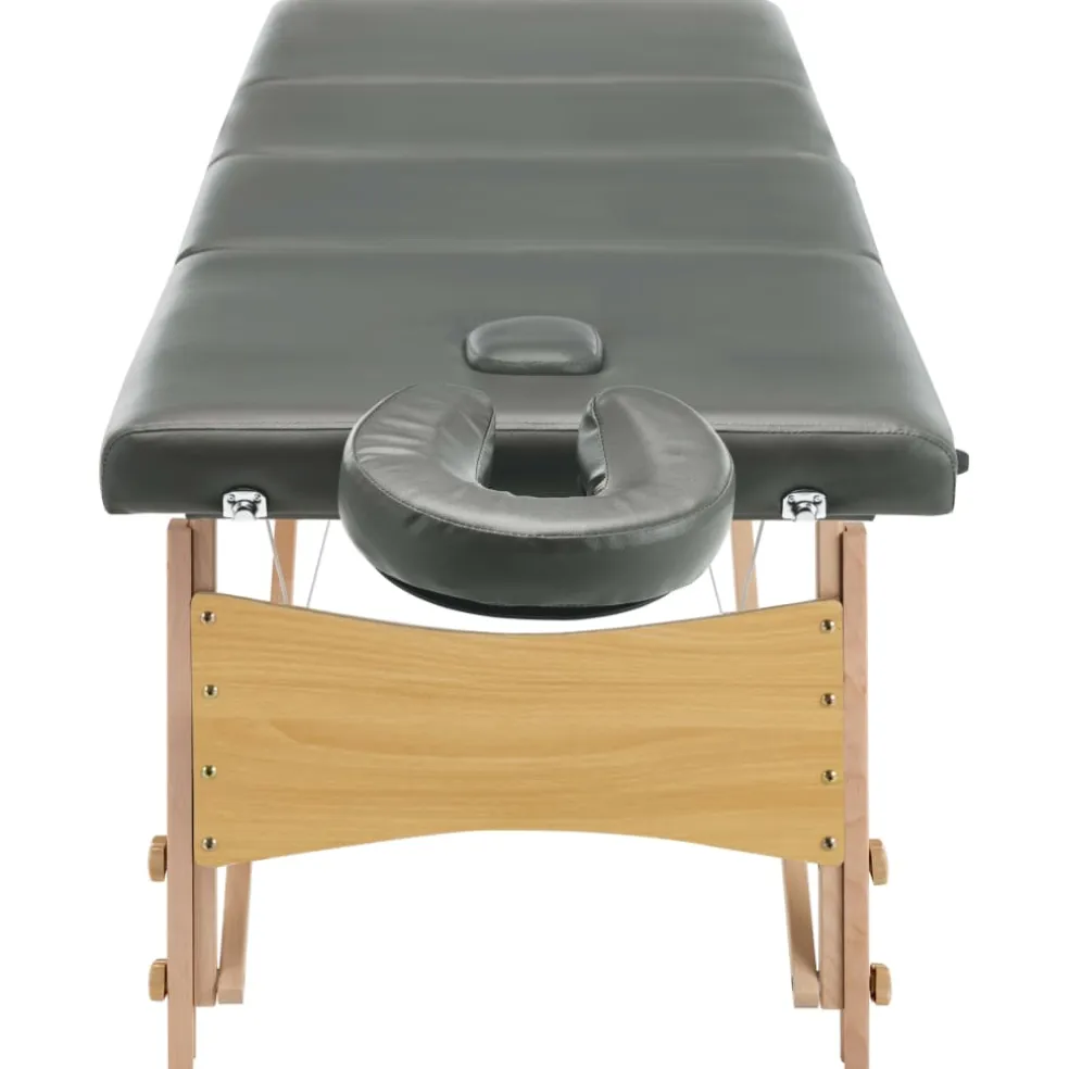vidaXL Massagetafel met 4 zones 186x68 cm houten frame antraciet