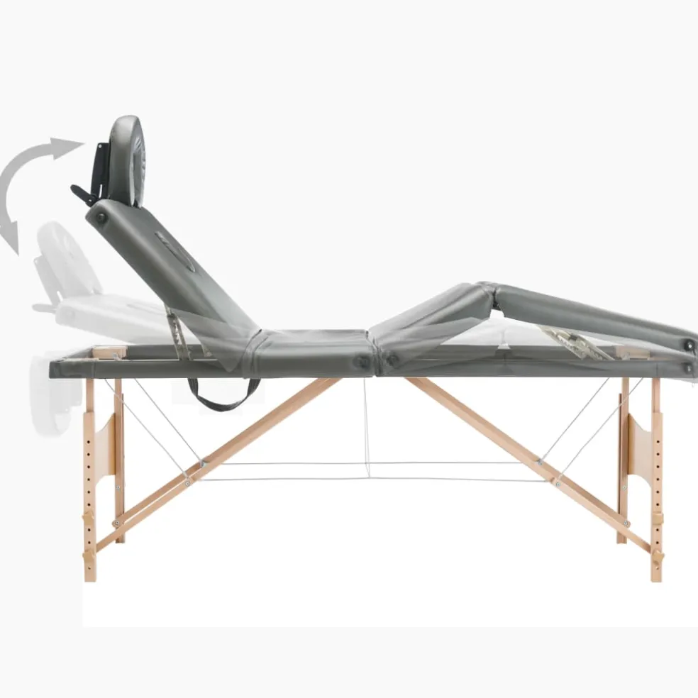 vidaXL Massagetafel met 4 zones 186x68 cm houten frame antraciet