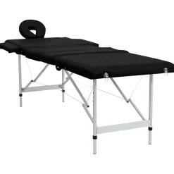 vidaXL Massagetafel met 4 zones inklapbaar aluminum frame zwart