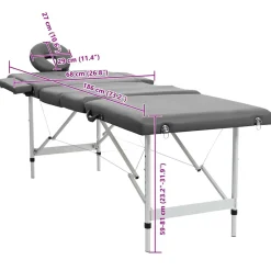 vidaXL Massagetafel met 4 zones 186x68 cm aluminium frame antraciet