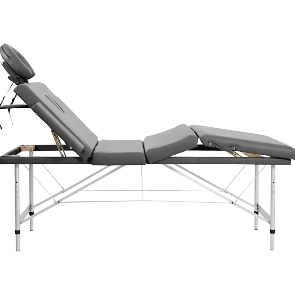 vidaXL Massagetafel met 4 zones 186x68 cm aluminium frame antraciet