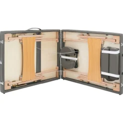 vidaXL Massagetafel met 3 zones 186x68 cm houten frame antraciet
