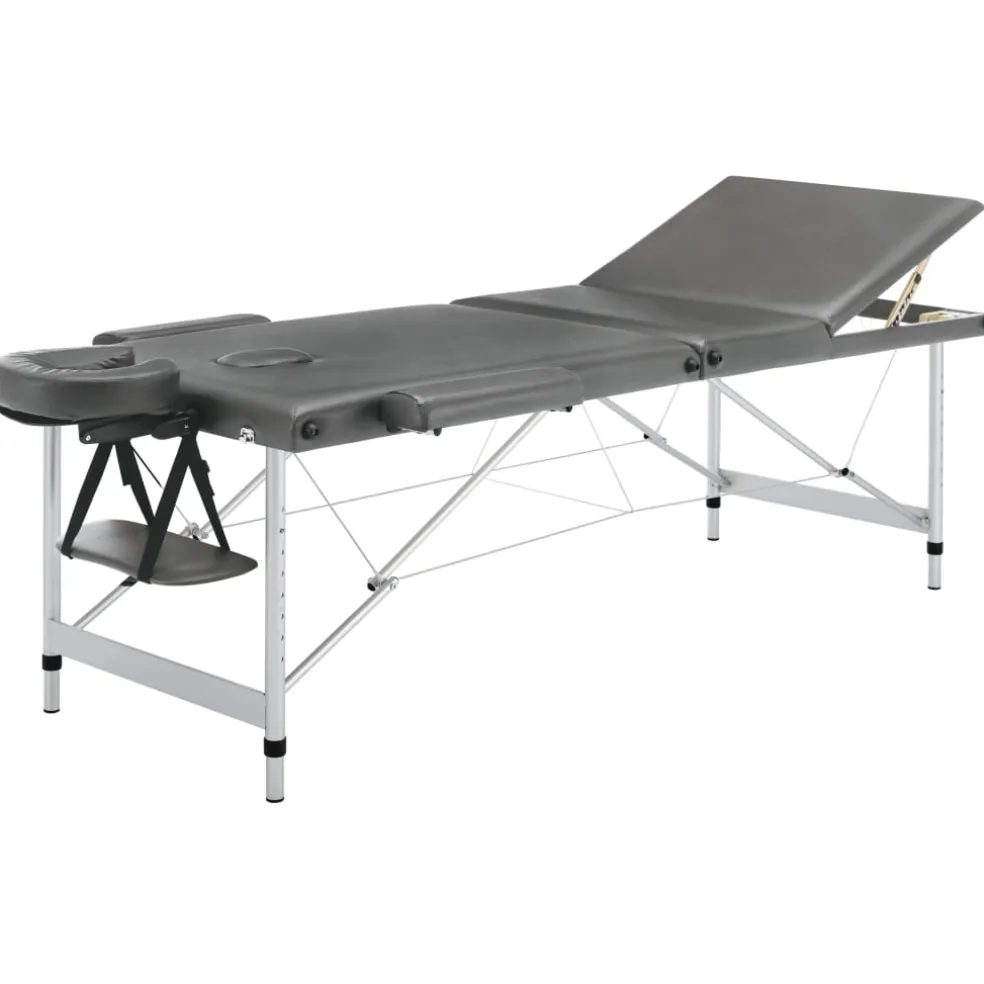 vidaXL Massagetafel met 3 zones 186x68 cm aluminium frame antraciet