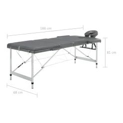 vidaXL Massagetafel met 3 zones 186x68 cm aluminium frame antraciet