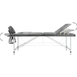 vidaXL Massagetafel met 3 zones 186x68 cm aluminium frame antraciet