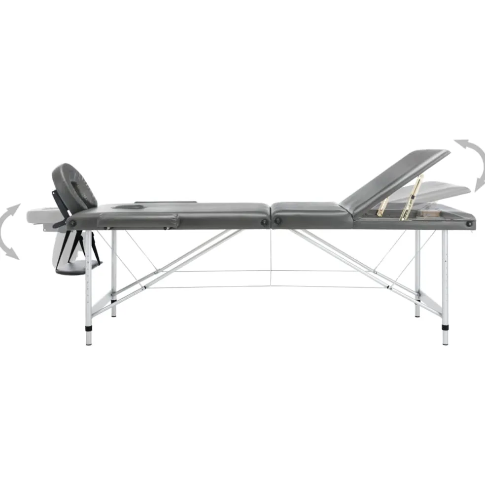 vidaXL Massagetafel met 3 zones 186x68 cm aluminium frame antraciet