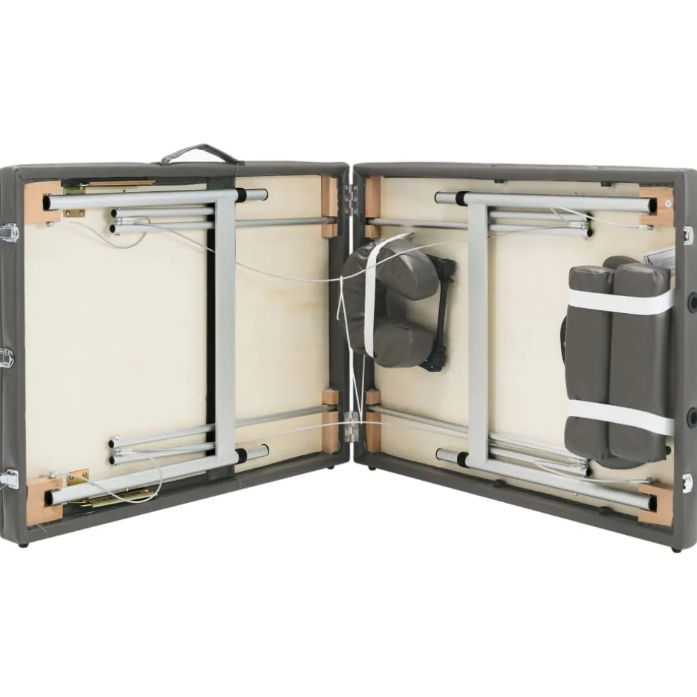 vidaXL Massagetafel met 3 zones 186x68 cm aluminium frame antraciet