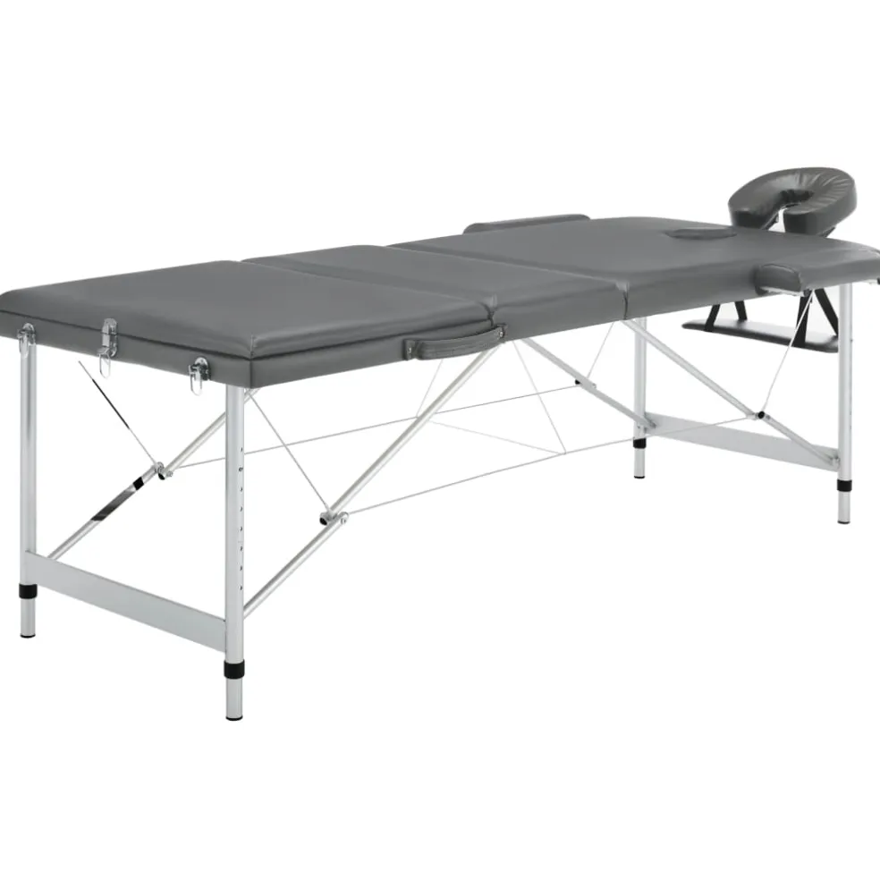 vidaXL Massagetafel met 3 zones 186x68 cm aluminium frame antraciet