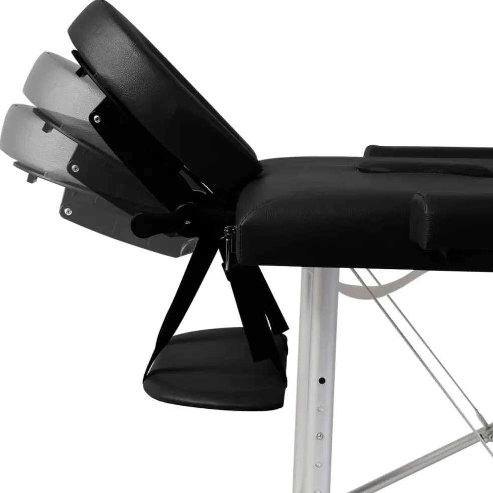 vidaXL Massagetafel met 2 zones inklapbaar aluminum frame zwart