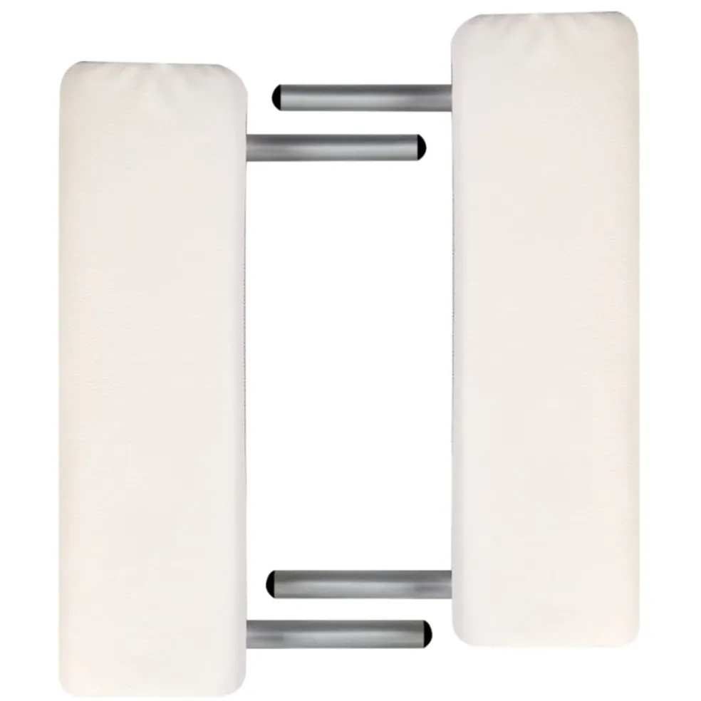 vidaXL Massagetafel met 2 zones inklapbaar aluminium frame crèmewit