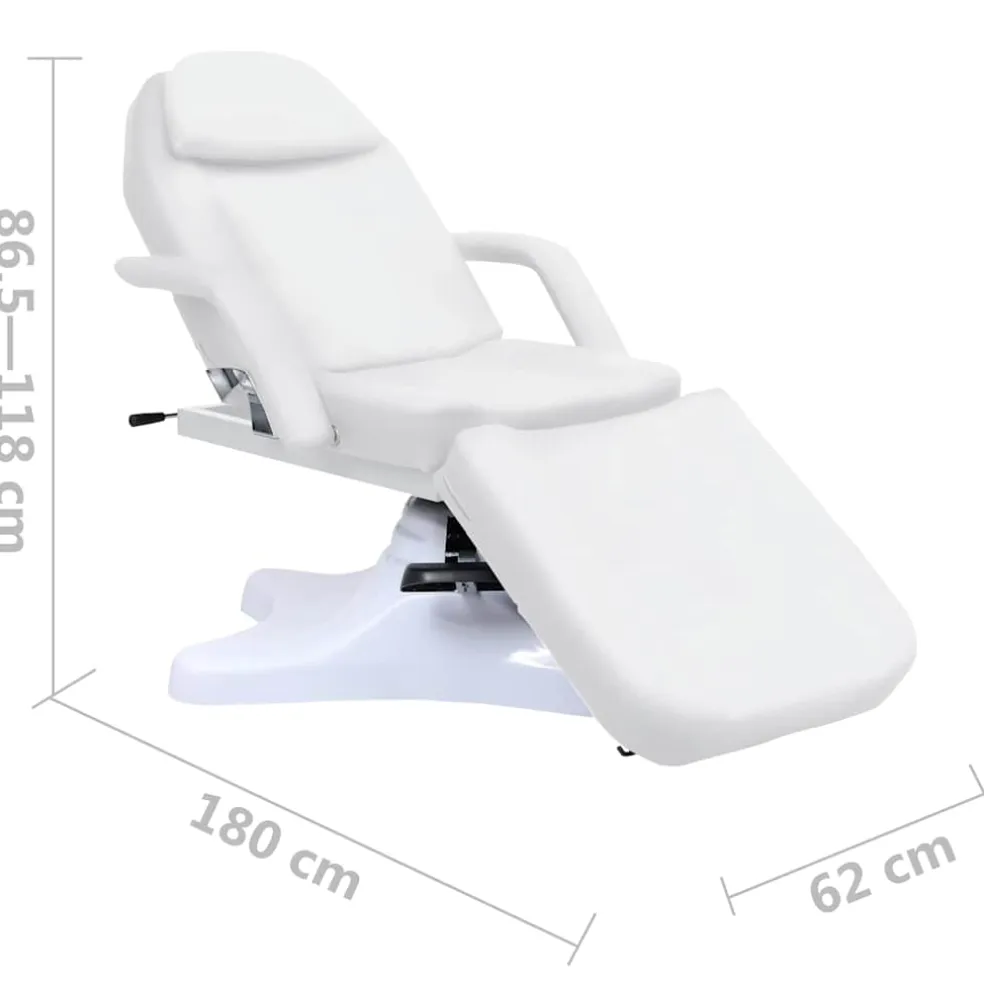 vidaXL Massagetafel 180x62x(86,5-118) cm wit