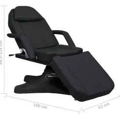 vidaXL Massagetafel 180x62x(86,5-118) cm zwart