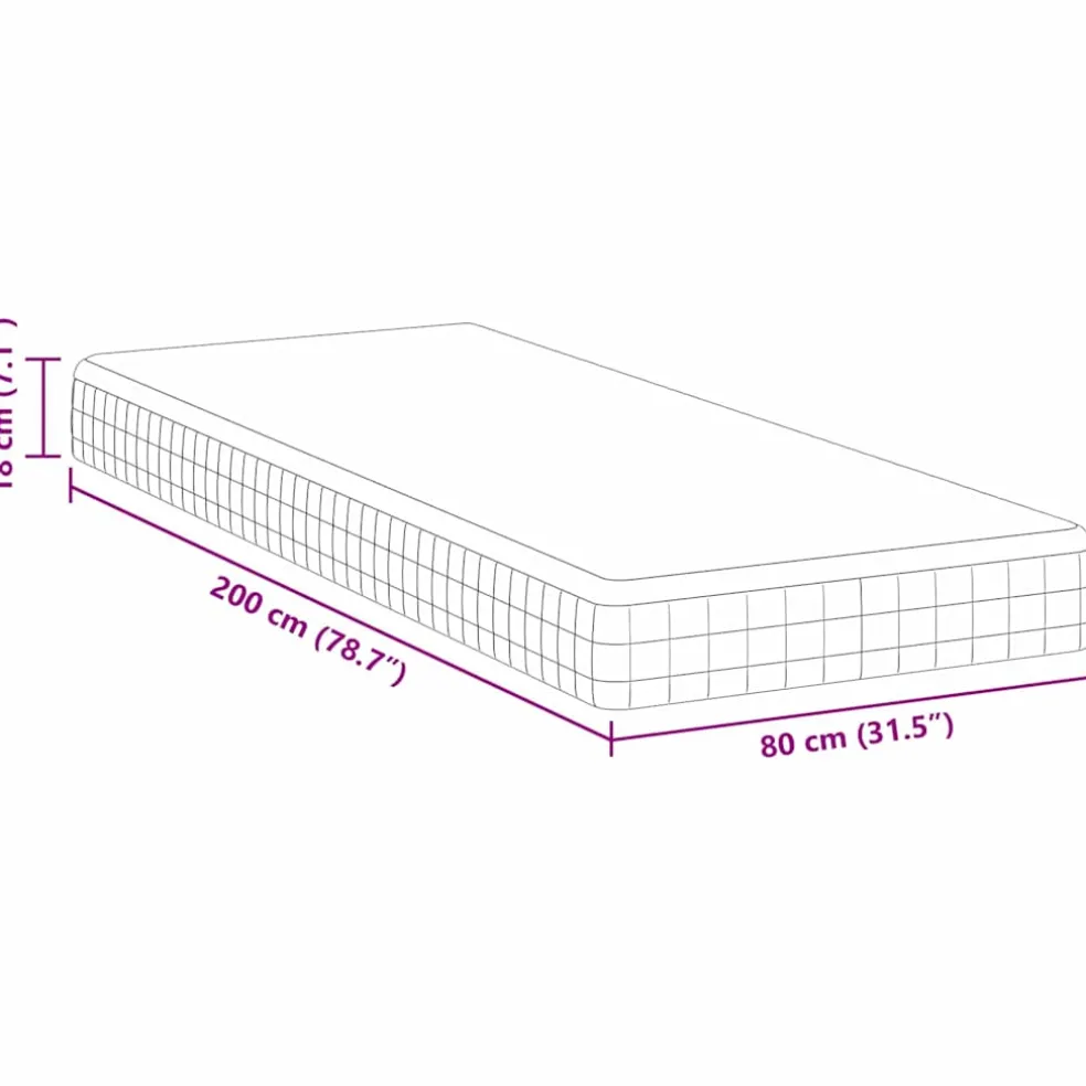 vidaXL Matras Medium zacht 80 x 200 cm Wit en Grijs