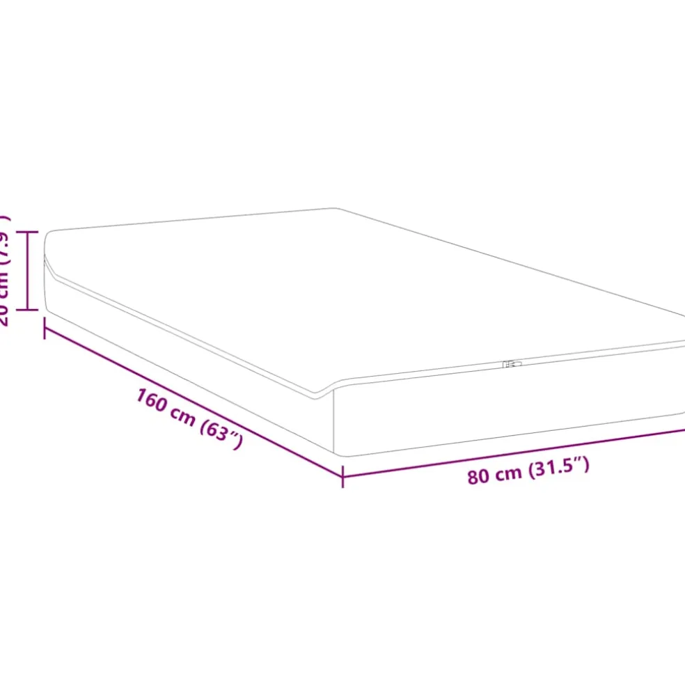 vidaXL Matras Medium zacht 80 x 160 cm Wit en Grijs