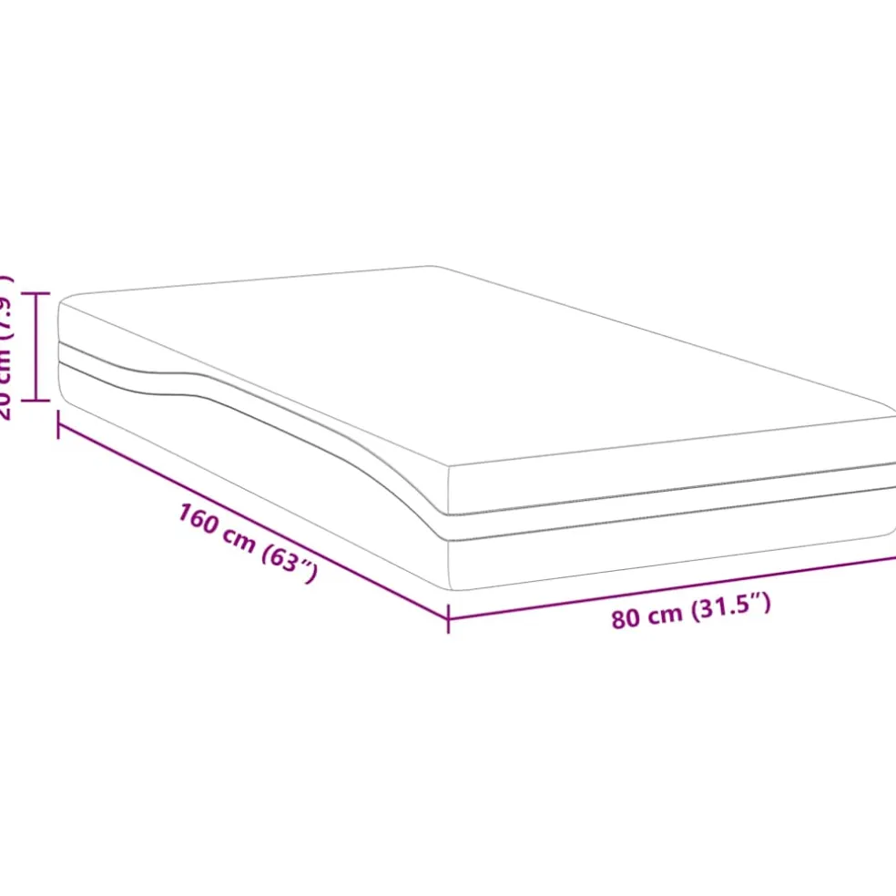 vidaXL Matras Wit en zwart 80 x 160 cm Jacquard stof