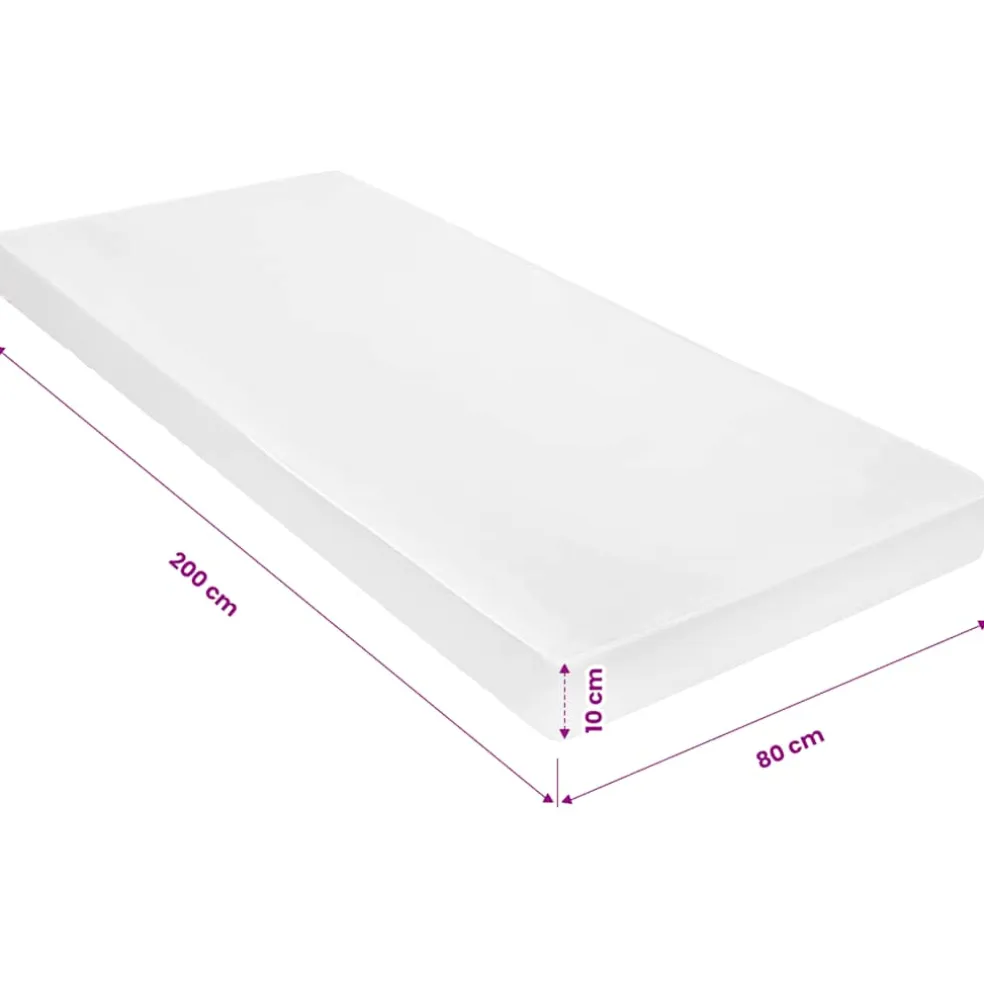 vidaXL Matras 7 Zone 10 cm PU-schuim H2 H3 80x200 cm