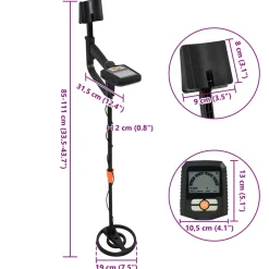 vidaXL Metaaldetector met LCD-display 3 modellen 19 cm spoel Zwart