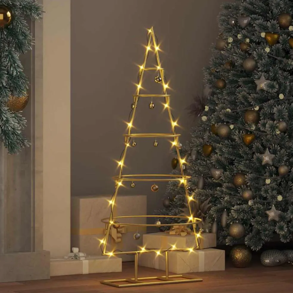 vidaXL Metalen kerstboom met standaard Goud 90 cm Poedergecoat staal