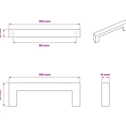vidaXL Meubelhandgreep 530 st Zwart 105 x 12 x 36 mm IJzer