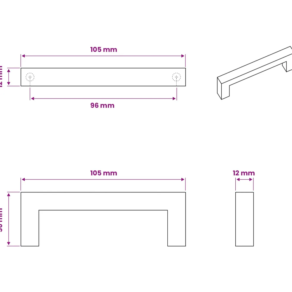 vidaXL Meubelhandgreep 530 st Zwart 105 x 12 x 36 mm IJzer