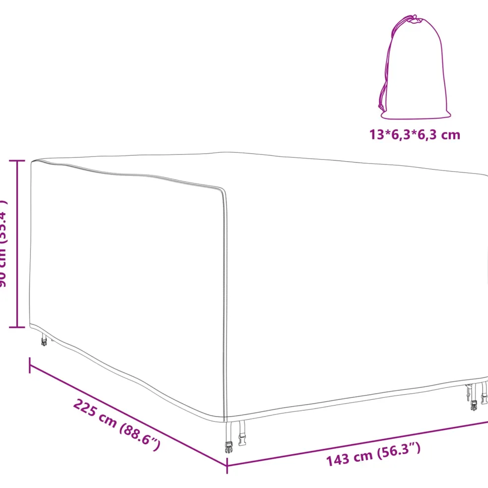 vidaXL Meubelhoes Effen Zwart 143 x 225 x 90 cm 420D