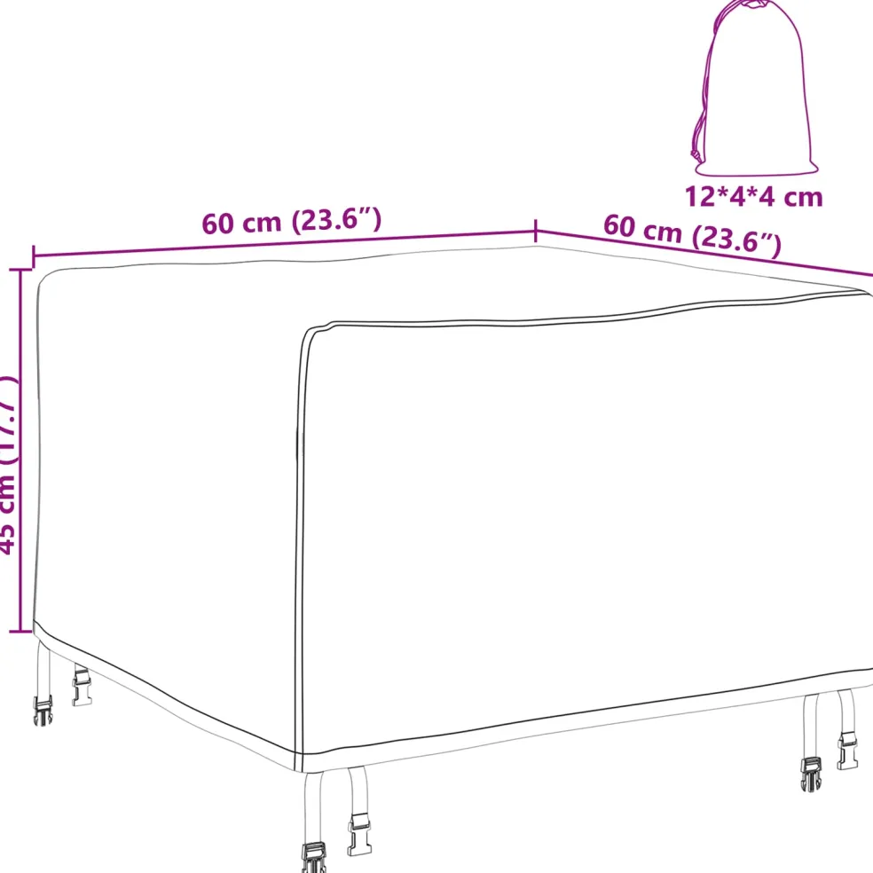 vidaXL Meubelhoes 60 x 60 x 45 cm 210D Oxford Stof Rechthoekig Zwart