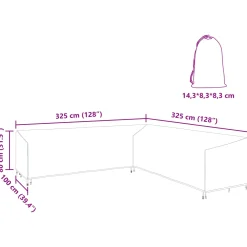 vidaXL Meubelhoes 325 x 325 x 80 cm 600D Oxford Stof L-vorm Waterdicht