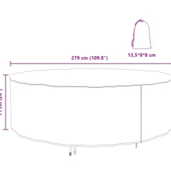 vidaXL Meubelhoes 279 x 279 x 71 cm 600D Oxford Stof Rond Waterdicht