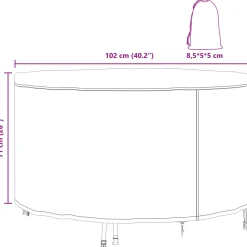 vidaXL Meubelhoes 102 x 102 x 71 cm 210D Oxford Stof Rond Waterdicht