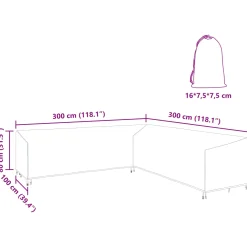 vidaXL Meubelhoes 300 x 300 x 80 cm 210D Oxford Stof L-vorm Waterdicht